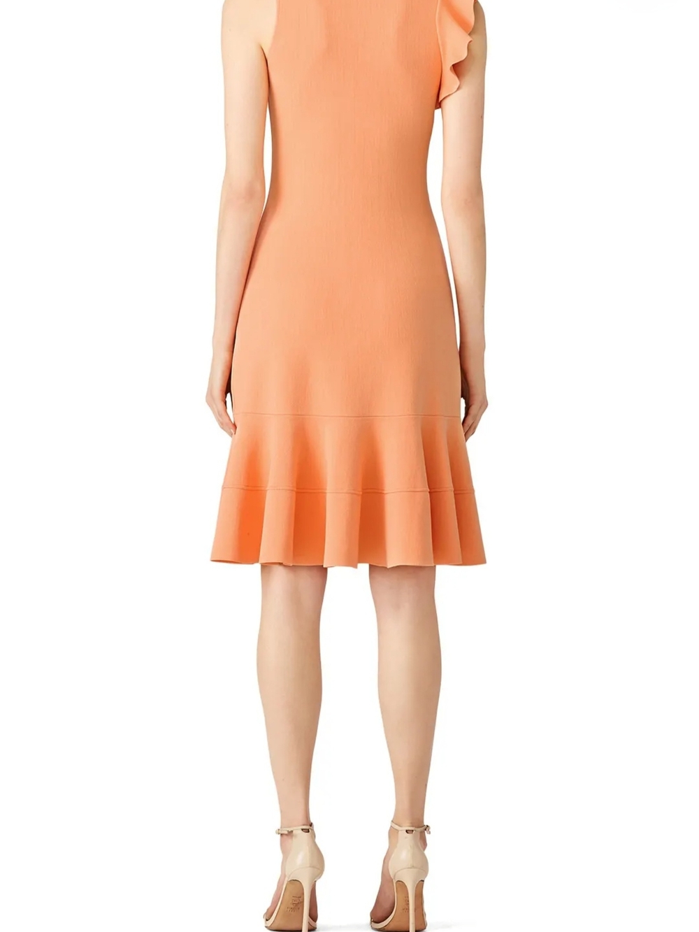 Sleeveless Ruffle-Shoulder Midi Dress in Peach Size M - Picture 4 of 17